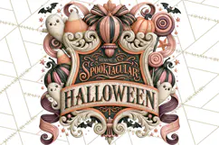 Retro Halloween Sign Clipart PNG Product Image 4