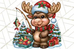 Christmas Fishing Clipart PNG Product Image 5