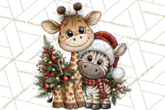 Jungle Christmas Clipart, Christmas Jungle Animals PNG Product Image 4