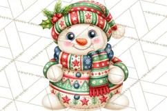 Patterned Snowman Christmas Clipart PNG Product Image 4