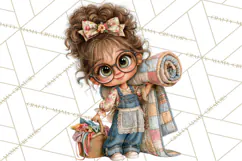 Patchwork Village Clipart PNG, Quilting Seamstress Quilt Product Image 5