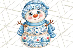 Patterned Snowman Christmas Clipart PNG Product Image 2