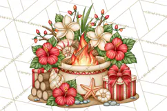 Tropical Christmas Beach Clipart PNG, Christmas Beach Decor Product Image 5