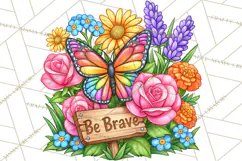 Colorful Butterfly Inspirational Clipart PNG, Floral Png Product Image 5