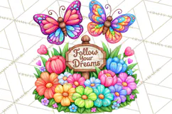 Colorful Butterfly Inspirational Clipart PNG, Floral Png Product Image 5