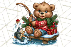 Christmas Fishing Clipart PNG Product Image 2