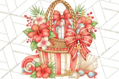 Tropical Christmas Beach Clipart PNG, Christmas Beach Decor Product Image 5