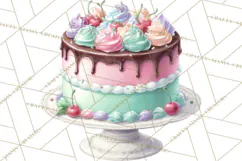 Cute Birthday Party Clipart PNG | Birthday Cake Graphics Product Image 4