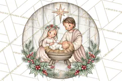 Religious Christmas Nativity Round Sign Clipart PNG Product Image 5