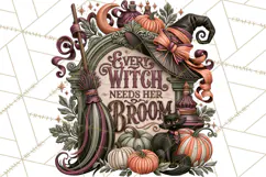 Retro Halloween Sign Clipart PNG Product Image 5