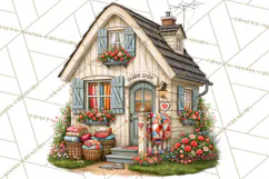 Patchwork Village Clipart PNG, Quilting Seamstress Quilt Product Image 5