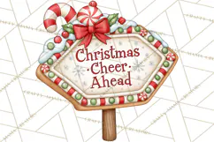 Gingerbread Christmas Signs PNG, Cute Christmas Sayings Product Image 2
