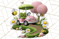 Whimsical Country Club Golf Clipart Argyle PNG Product Image 5