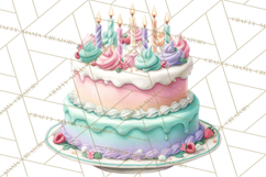 Cute Birthday Party Clipart PNG | Birthday Cake Graphics Product Image 5