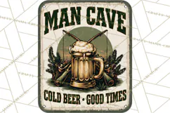 Vintage Man Cave Funny Clipart, Beer Png, Hunting, Bar Sign Product Image 3