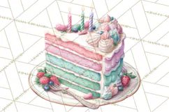 Cute Birthday Party Clipart PNG | Birthday Cake Graphics Product Image 2