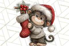 Jungle Christmas Clipart, Christmas Jungle Animals PNG Product Image 3