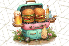 Girls Back Yard Barbecue Girly Grilling BBQ Clipart Product Image 2