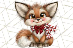 Peppermint Pals Christmas Animal Clipart PNG, Cute Candy Product Image 3