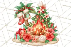 Tropical Christmas Beach Clipart PNG, Christmas Beach Decor Product Image 3