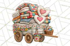 Patchwork Village Clipart PNG, Quilting Seamstress Quilt Product Image 4