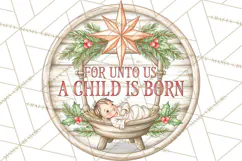 Religious Christmas Nativity Round Sign Clipart PNG Product Image 5