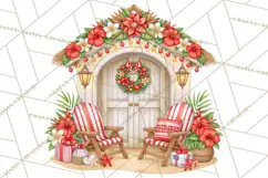 Tropical Christmas Beach Clipart PNG, Christmas Beach Decor Product Image 5