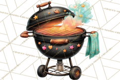 Girls Back Yard Barbecue Girly Grilling BBQ Clipart Product Image 4