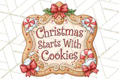 Gingerbread Christmas Signs PNG, Cute Christmas Sayings Product Image 2
