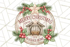 Religious Christmas Nativity Round Sign Clipart PNG Product Image 2