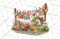 Patchwork Village Clipart PNG, Quilting Seamstress Quilt Product Image 2