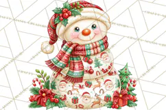Patterned Snowman Christmas Clipart PNG Product Image 2
