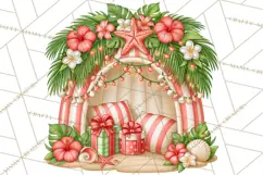 Tropical Christmas Beach Clipart PNG, Christmas Beach Decor Product Image 2