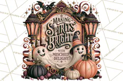 Retro Halloween Sign Clipart PNG Product Image 3