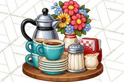 Retro Diner Clipart PNG 1950s Vintage Food Jukebox Product Image 3