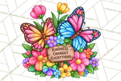 Colorful Butterfly Inspirational Clipart PNG, Floral Png Product Image 3