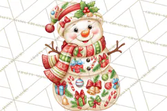 Patterned Snowman Christmas Clipart PNG Product Image 3