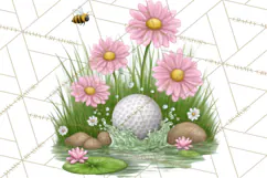 Whimsical Country Club Golf Clipart Argyle PNG Product Image 2