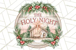 Religious Christmas Nativity Round Sign Clipart PNG Product Image 3