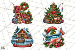 Christmas Fishing Clipart PNG Product Image 1