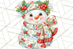 Patterned Snowman Christmas Clipart PNG Product Image 4