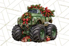 Christmas Monster Truck Clipart PNG Product Image 4