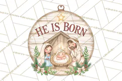 Religious Christmas Nativity Round Sign Clipart PNG Product Image 4