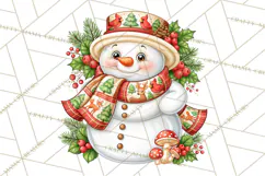 Patterned Snowman Christmas Clipart PNG Product Image 5