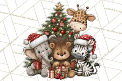 Jungle Christmas Clipart, Christmas Jungle Animals PNG Product Image 5