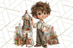 Patchwork Village Clipart PNG, Quilting Seamstress Quilt Product Image 5