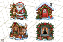 Christmas Hunting Clipart Santa Deer PNG Product Image 1