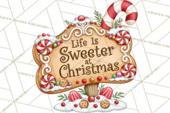 Gingerbread Christmas Signs PNG, Cute Christmas Sayings Product Image 5