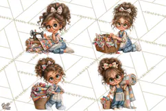 Patchwork Village Clipart PNG, Quilting Seamstress Quilt Product Image 1
