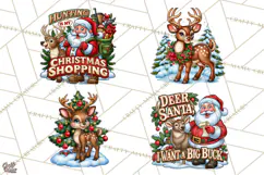 Christmas Hunting Clipart Santa Deer PNG Product Image 1